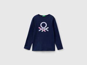 T-shirt manica lunga con stampa glitter