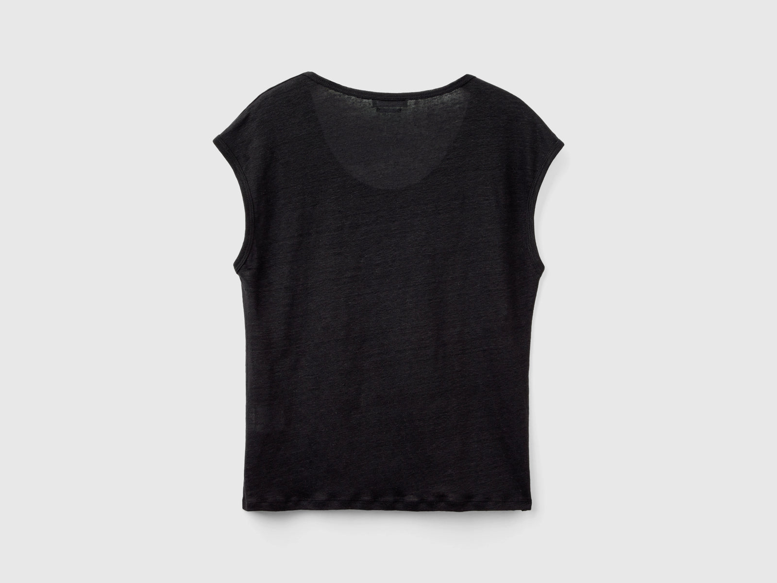 Maglietta scollo ampio in puro lino da donna nero 2 | Benetton Outlet
