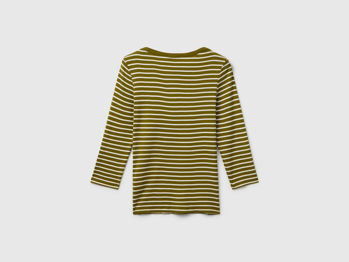 T-shirt manica 3/4 a righe in puro cotone