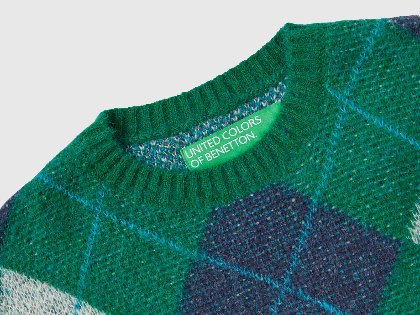 Maglione jacquard con rombi da uomo verde 3 | Benetton Outlet