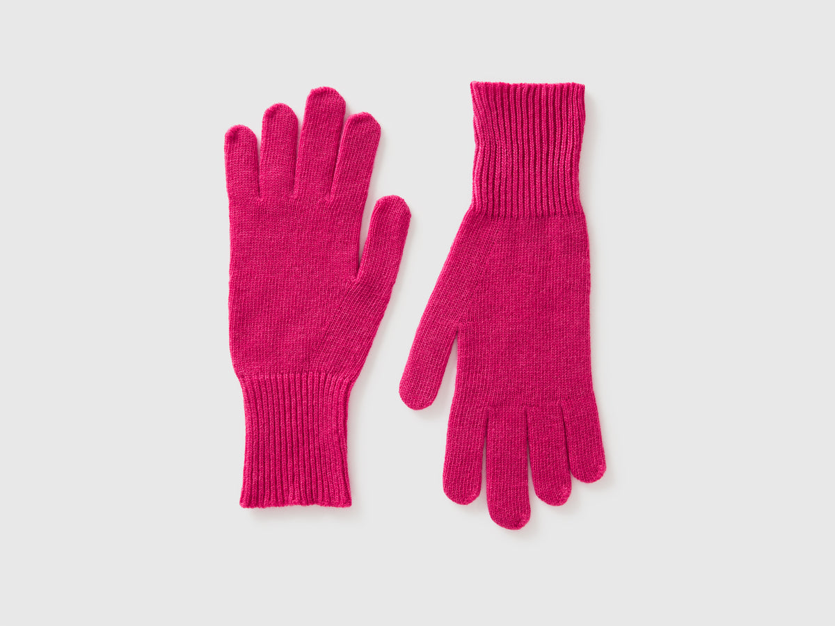 Guanti fucsia in pura lana Merino