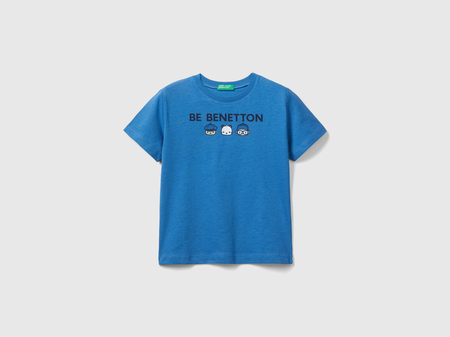 T-shirt 100% cotone bio con stampa da bimbo blu | Benetton Outlet