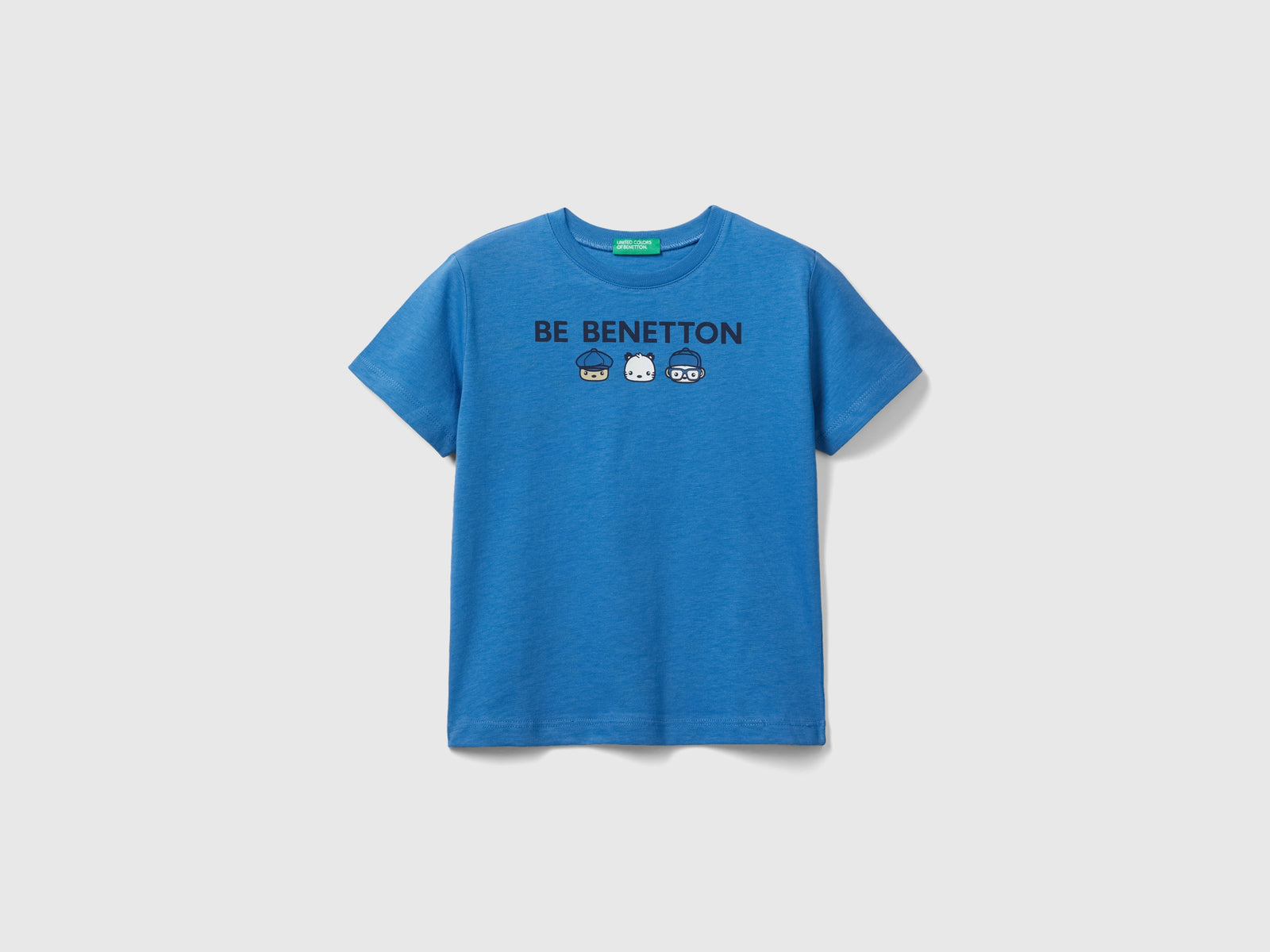 T-shirt 100% cotone bio con stampa da bimbo blu | Benetton Outlet