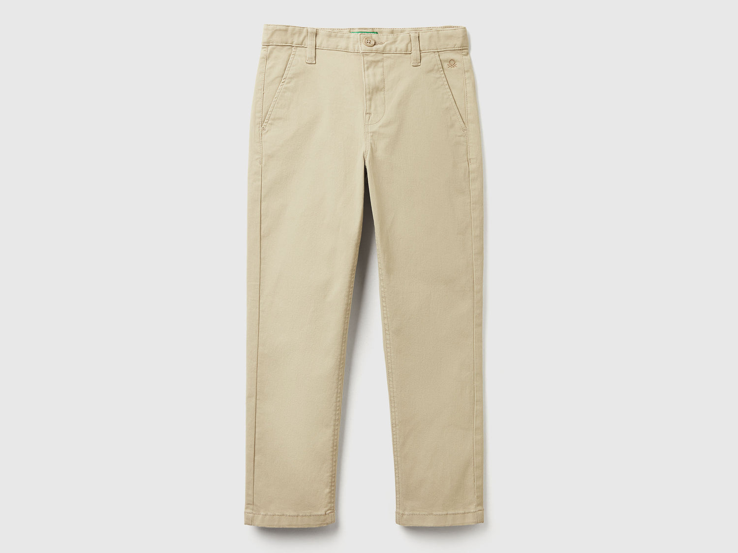 Chino slim fit in cotone stretch da bambino beige | Benetton Outlet