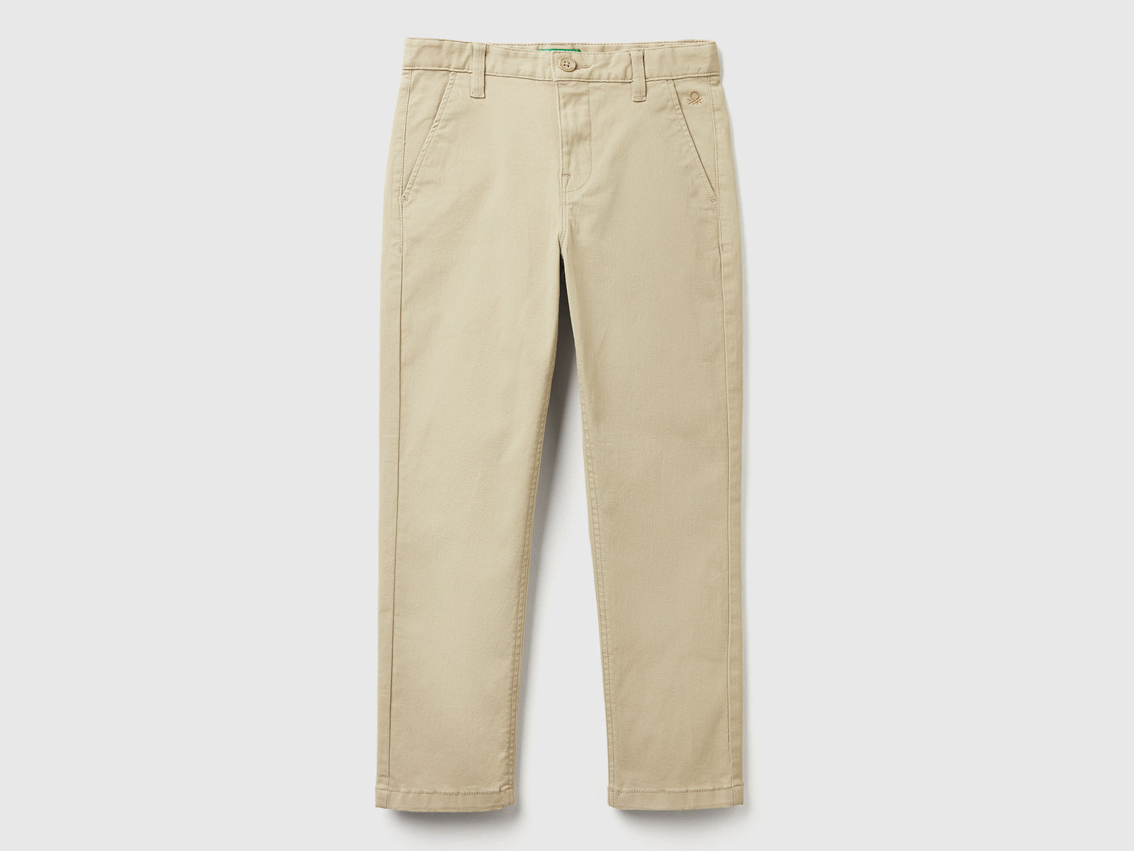 Chino slim fit in cotone stretch da bambino beige | Benetton Outlet
