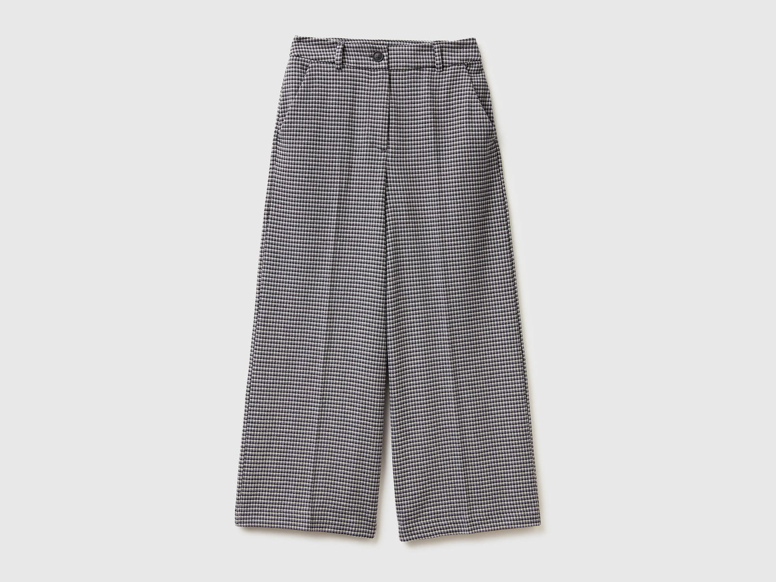Pantaloni ampi pied de poule da donna nero | Benetton Outlet