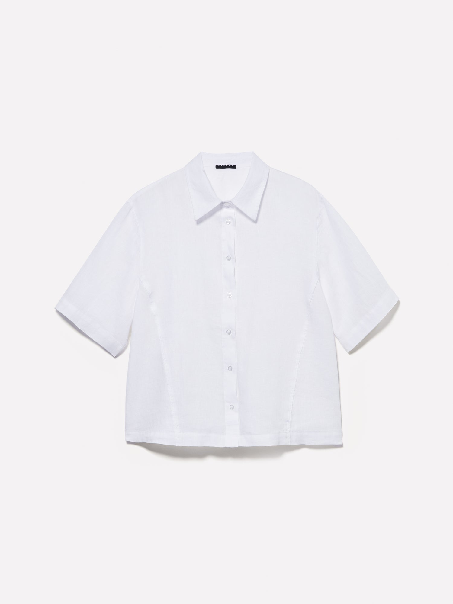 Camicia a maniche corte in 100% lino da donna bianco | Sisley Outlet