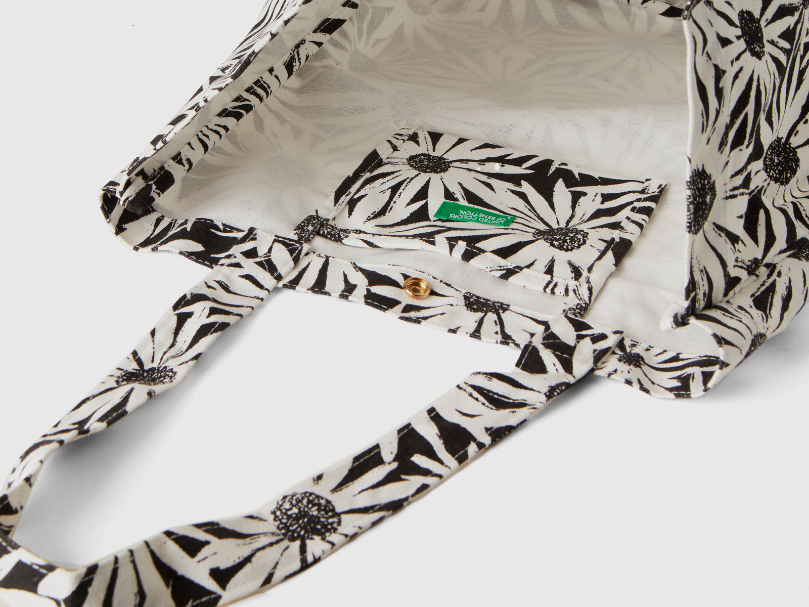 Shopping bag a fiori da donna nero 3 | Benetton Outlet