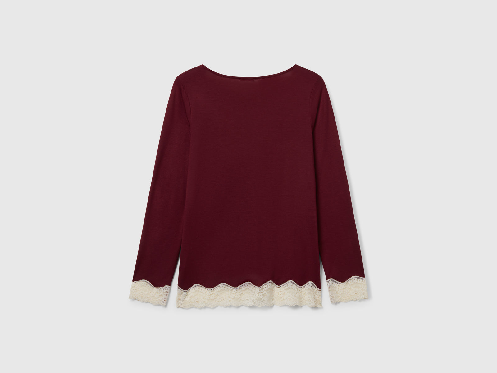 Maglia fluida con pizzo da donna bordeaux 2 | Benetton Outlet