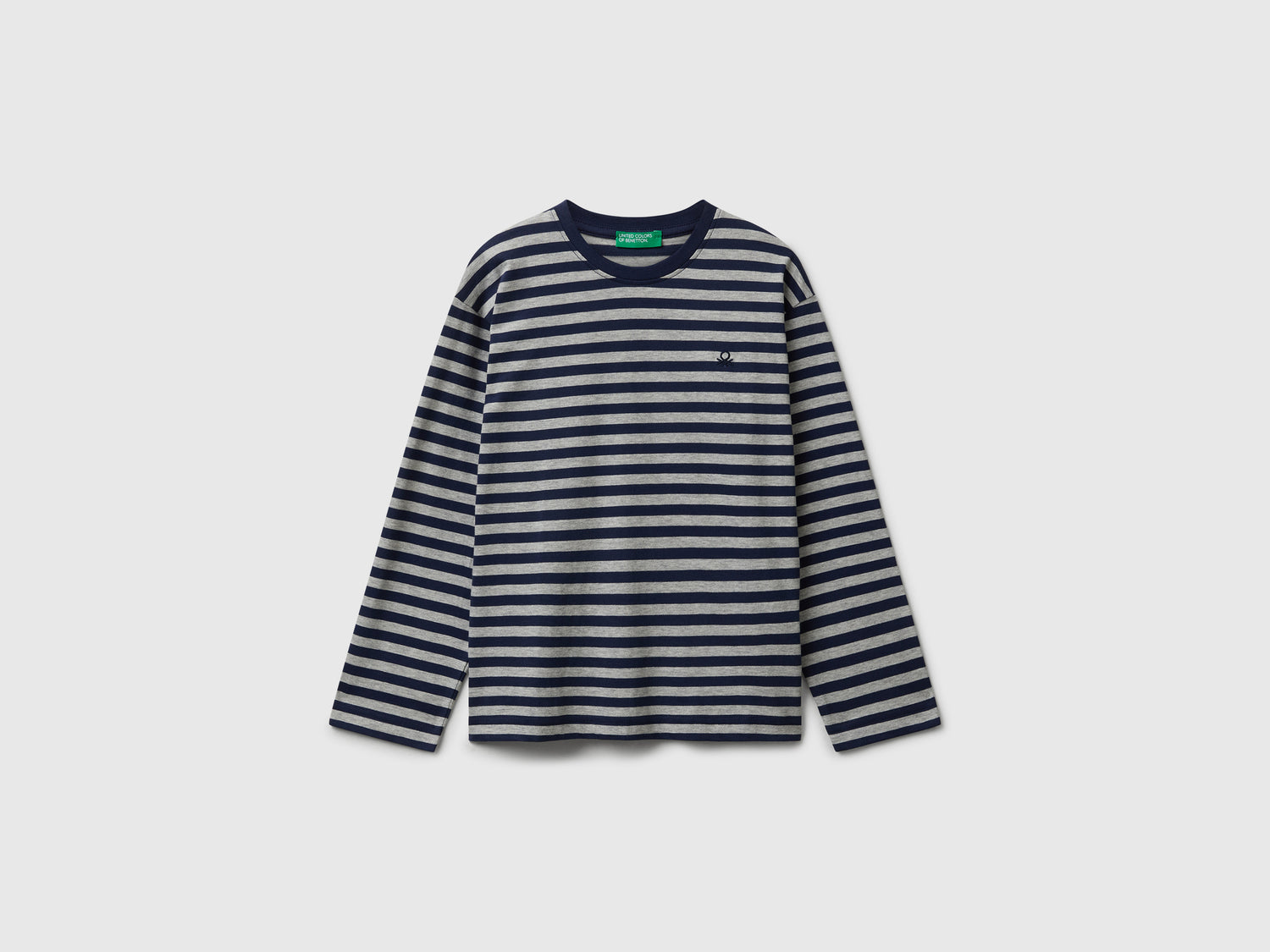 T-shirt manica lunga a righe da bambino blu scuro | Benetton Outlet