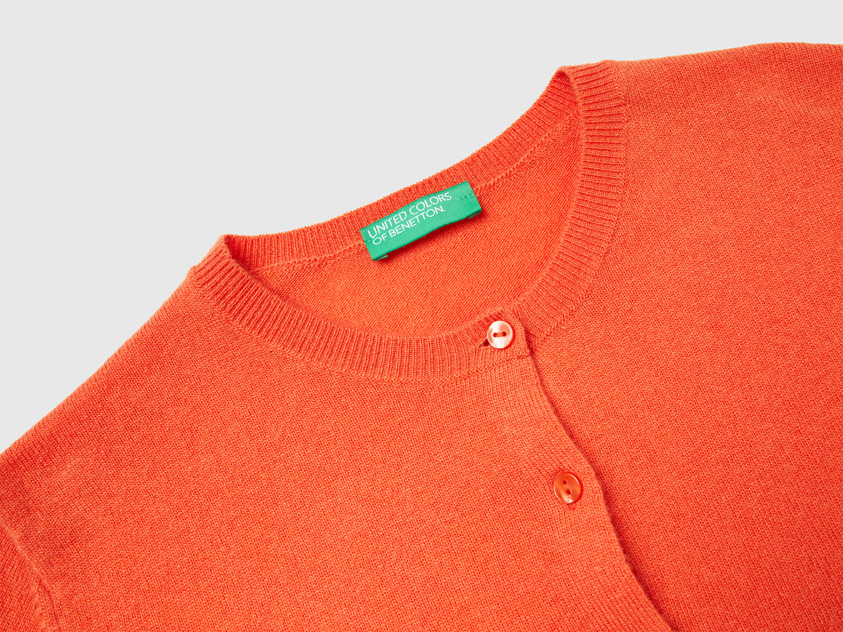 Cardigan girocollo in pura lana Merino