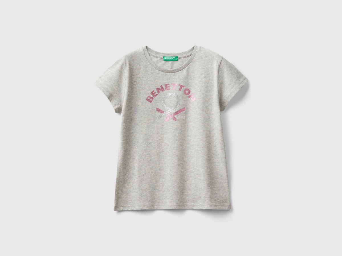 T-shirt con logo glitter in cotone bio