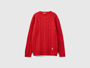 Maglia con trecce in misto lana