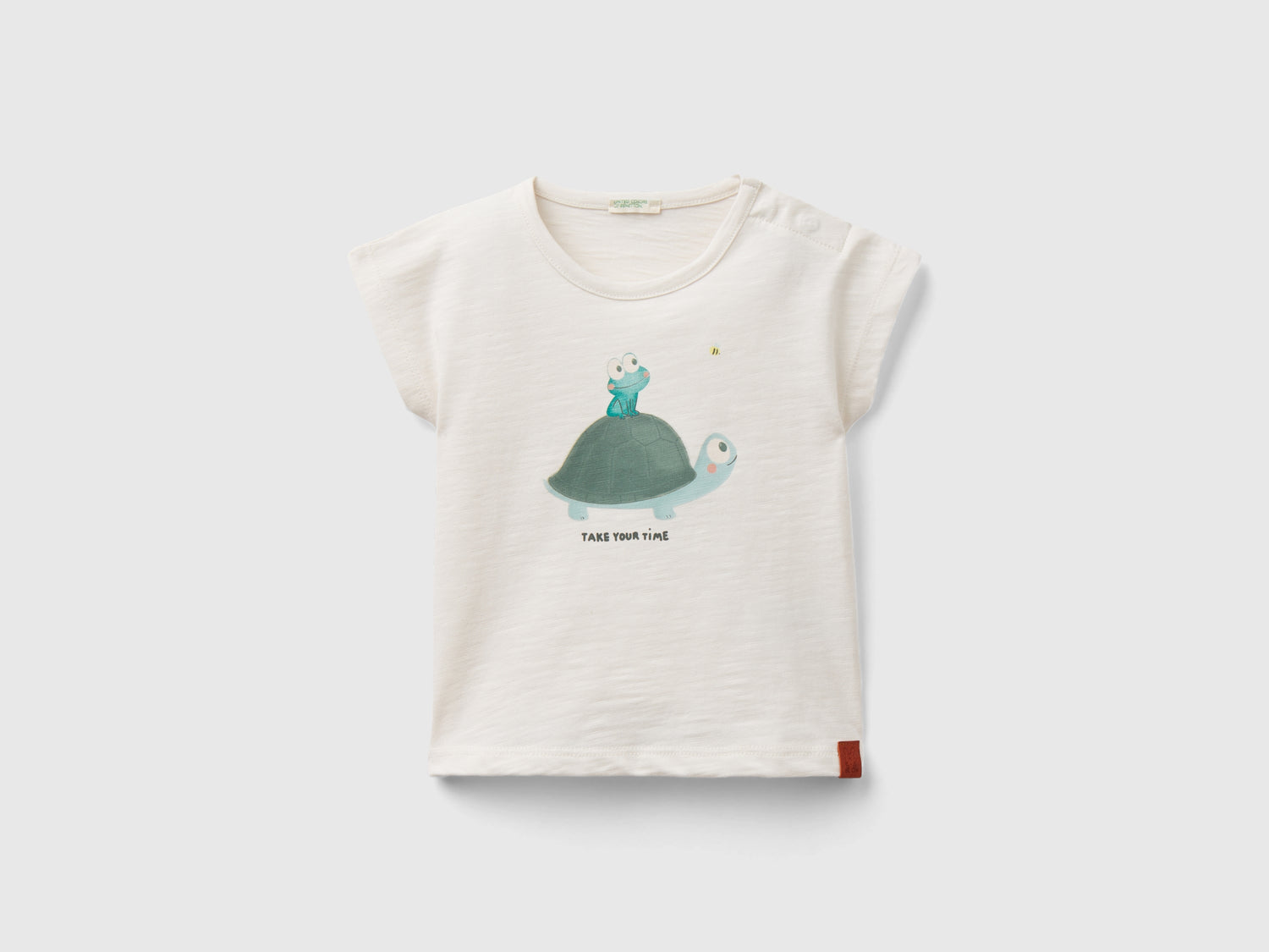 Maglietta con stampa animaletto da neonato bianco panna | Benetton Outlet