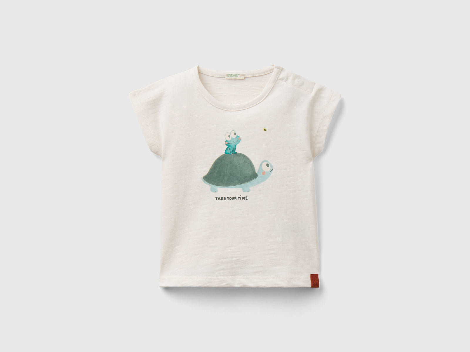 Maglietta con stampa animaletto da neonato bianco panna | Benetton Outlet