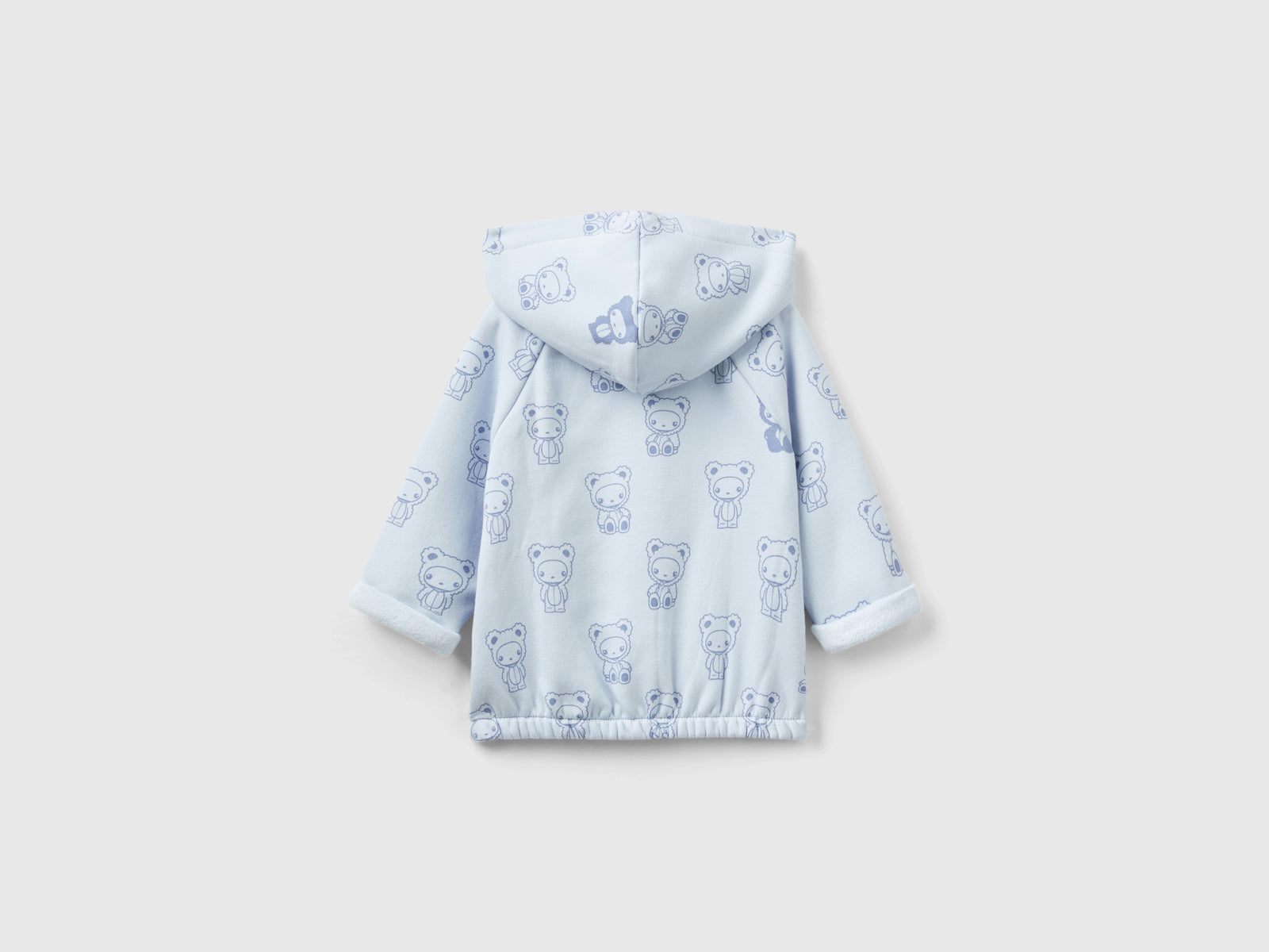 Felpa con cappuccio foderata in ciniglia da neonato celeste 2 | Benetton Outlet