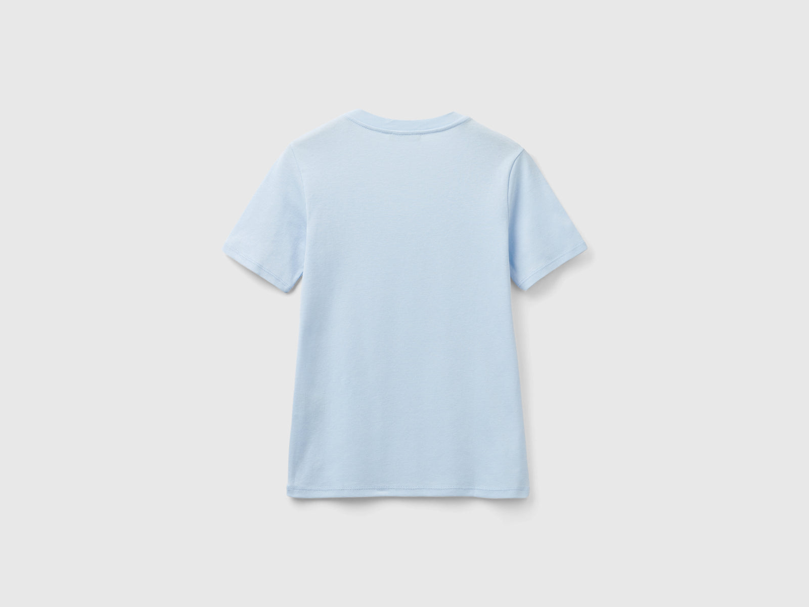 T-shirt manica corta in cotone a fibra lunga da donna celeste 2 | Benetton Outlet