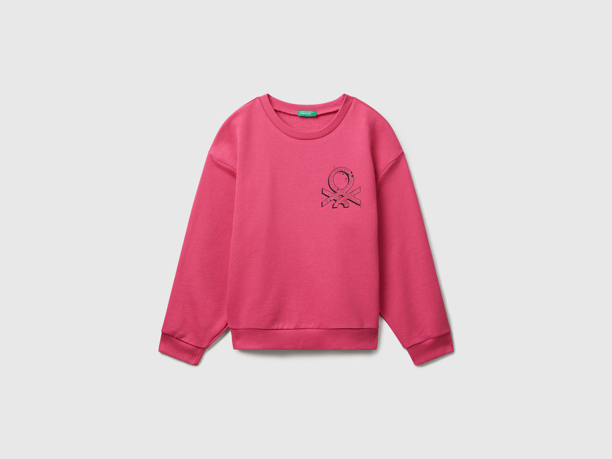 Felpa con stampa logo glitter