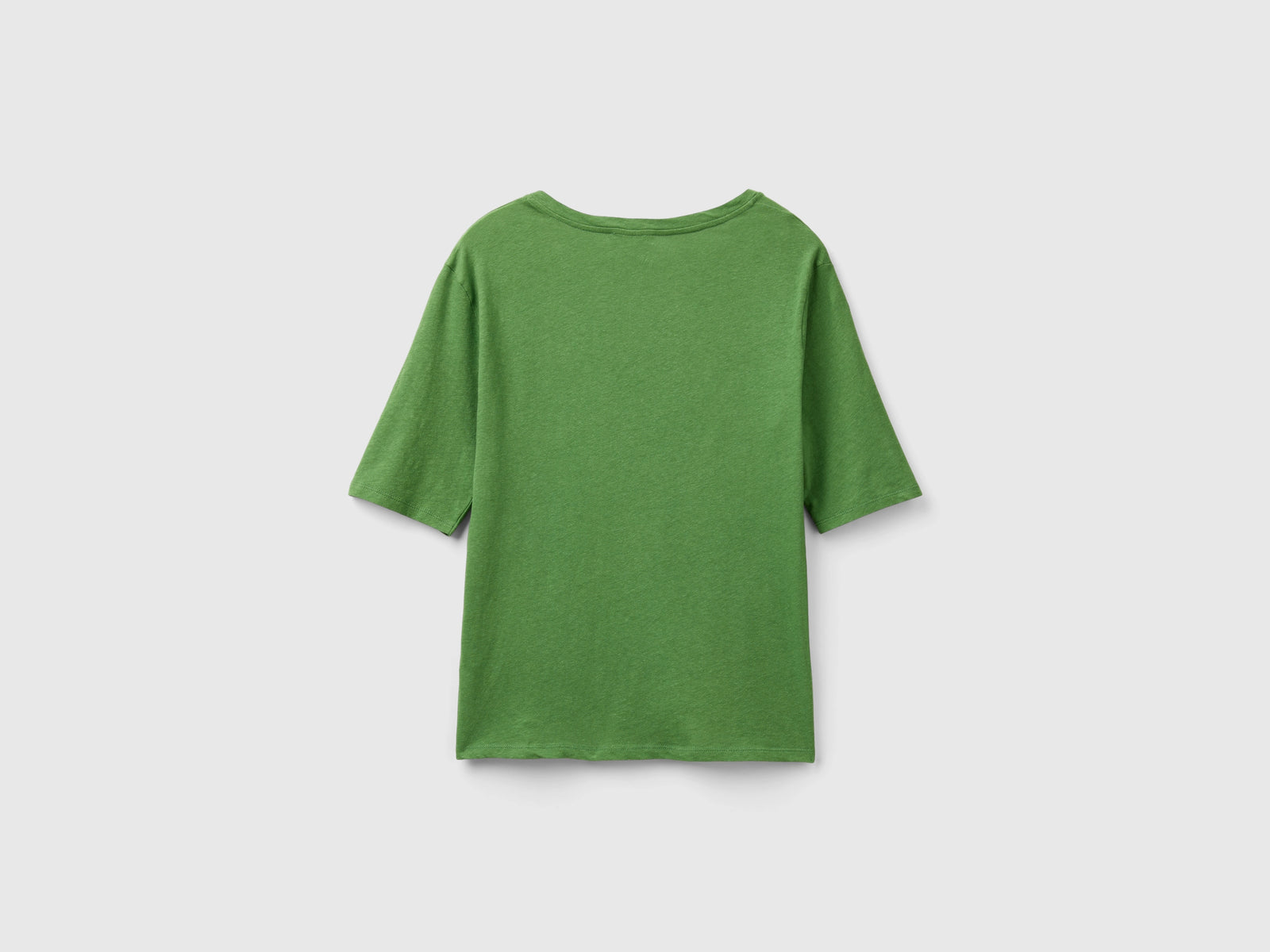 Maglietta in misto cotone e lino da donna verde militare 2 | Benetton Outlet