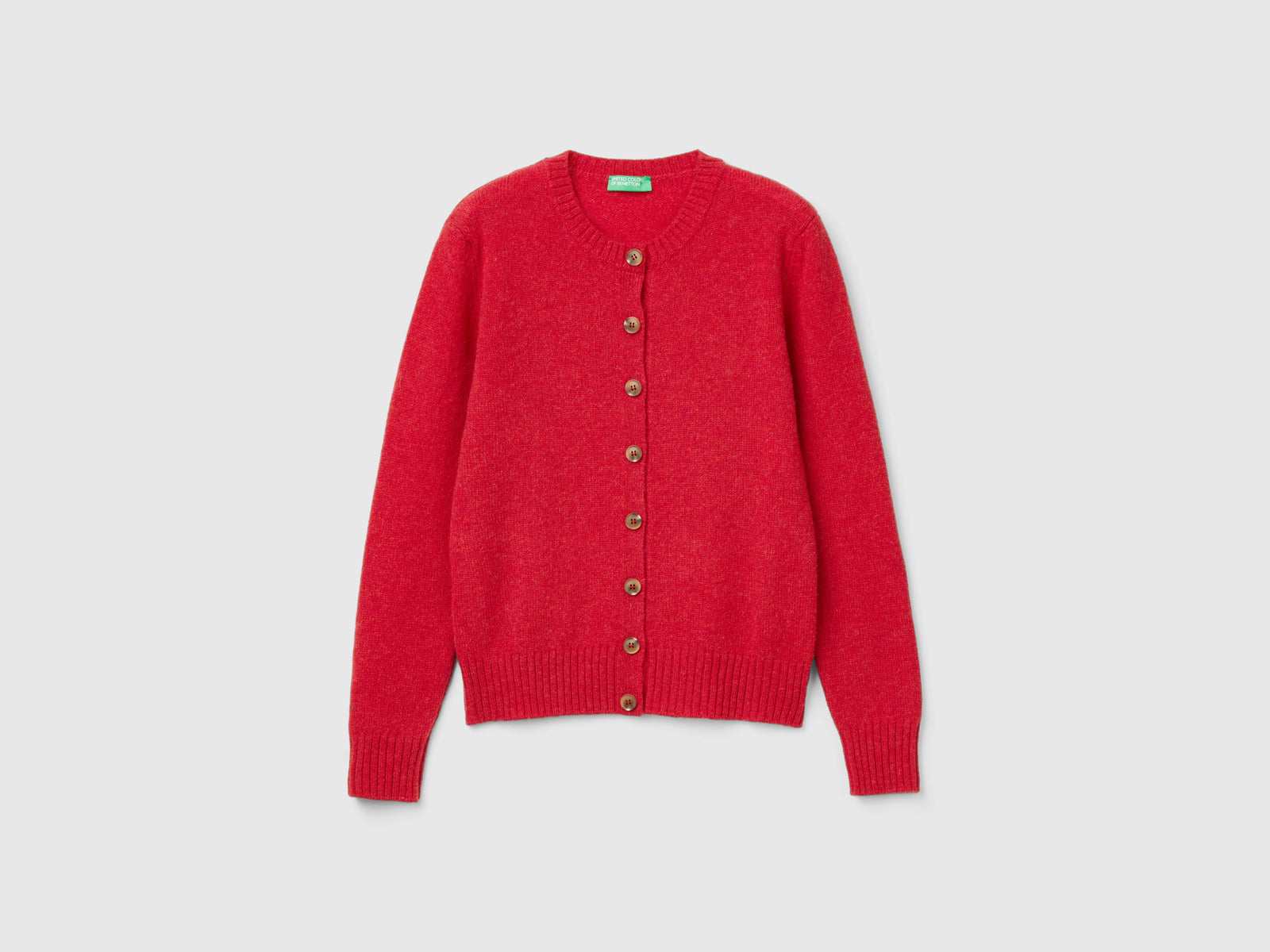 Cárdigan de pura lana Shetland da donna rosso | Benetton Outlet