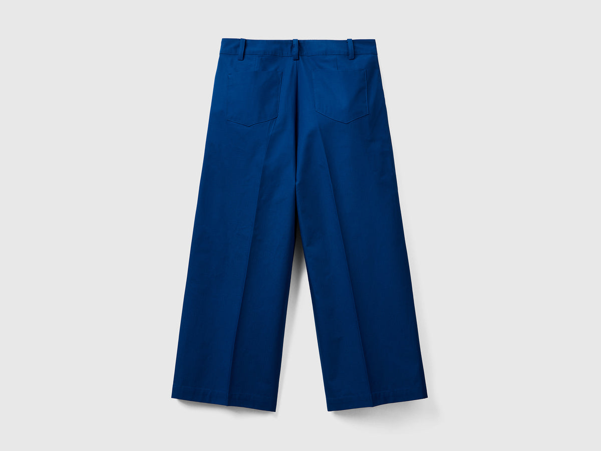 Pantaloni lunghi in puro cotone con gamba ampia