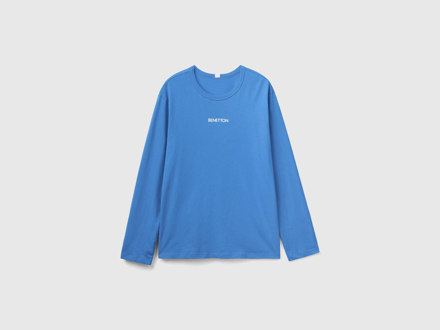 Maglia manica lunga 100% cotone da uomo azzurro | Benetton Outlet