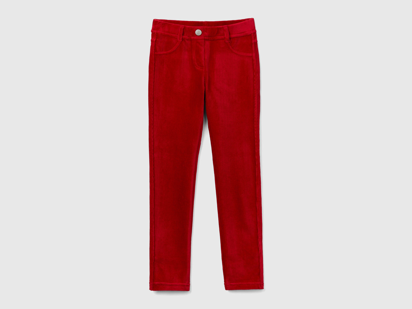 Pantaloni super skinny in ciniglia da bambina rosso | Benetton Outlet