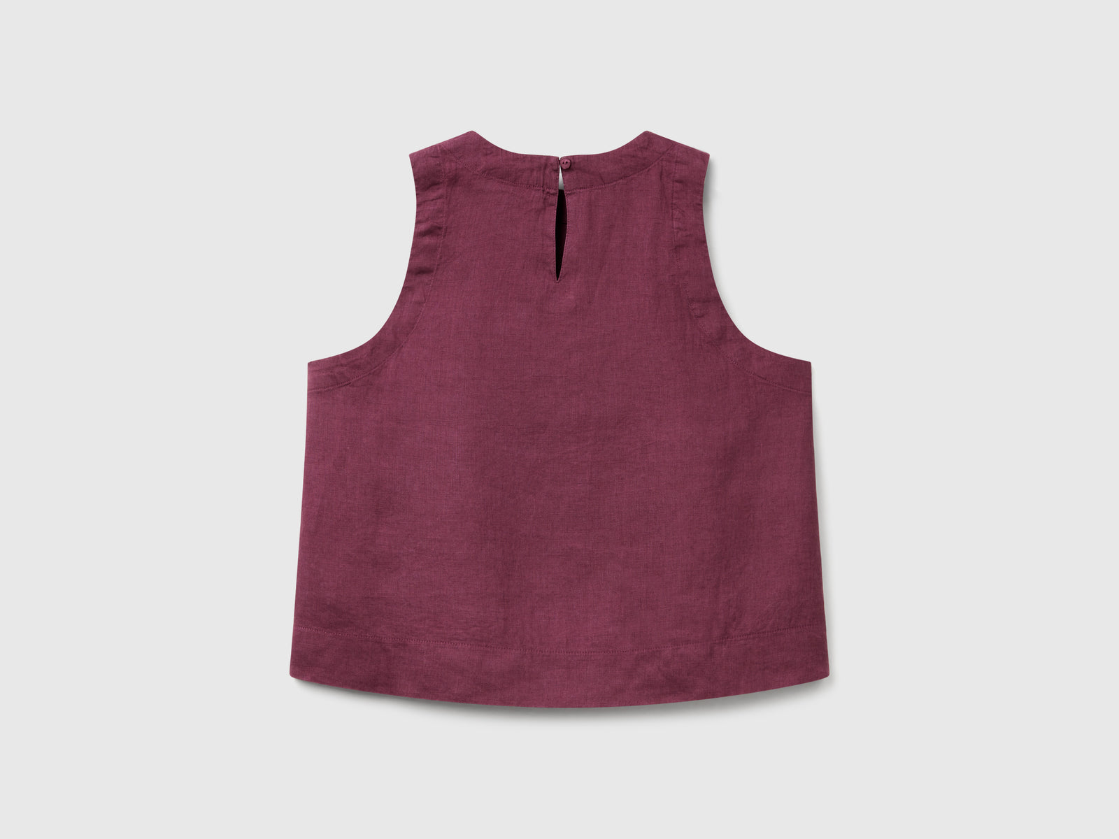 Top smanicato in puro lino da donna prugna 2 | Benetton Outlet