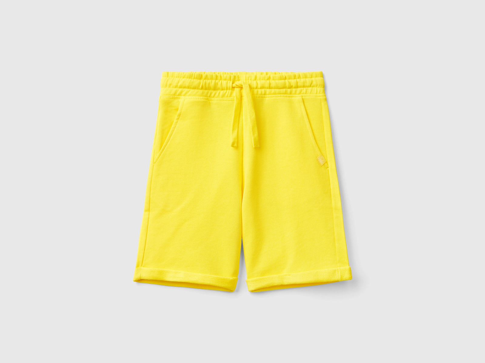 Bermuda in felpa di puro cotone da bambino giallo | Benetton Outlet