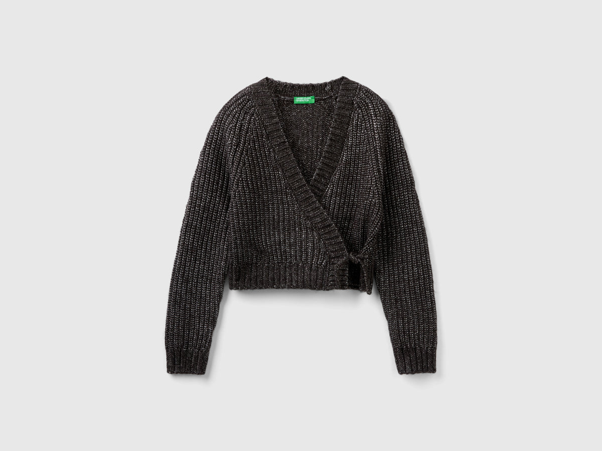 Cardigan incrociato con lurex