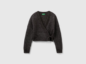 Cardigan incrociato con lurex