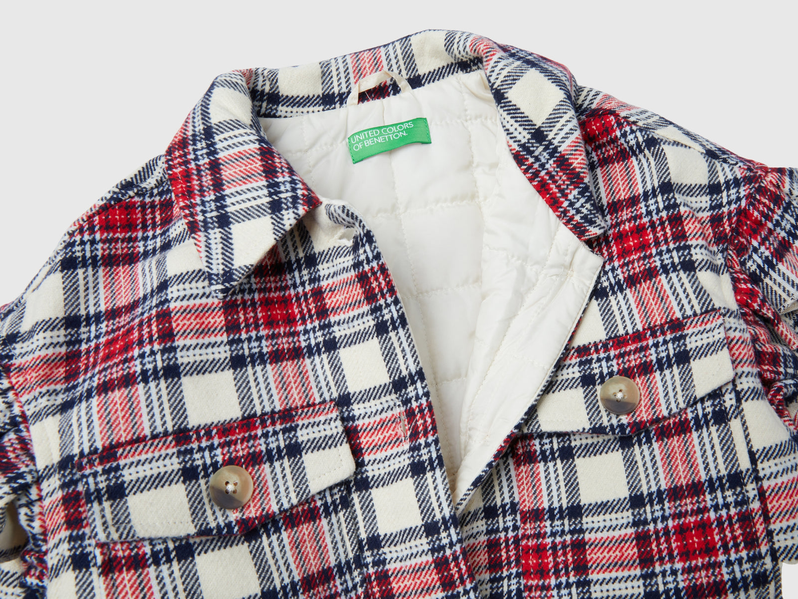 Giacca a quadri imbottita con rouches da bambina multi-color 3 | Benetton Outlet