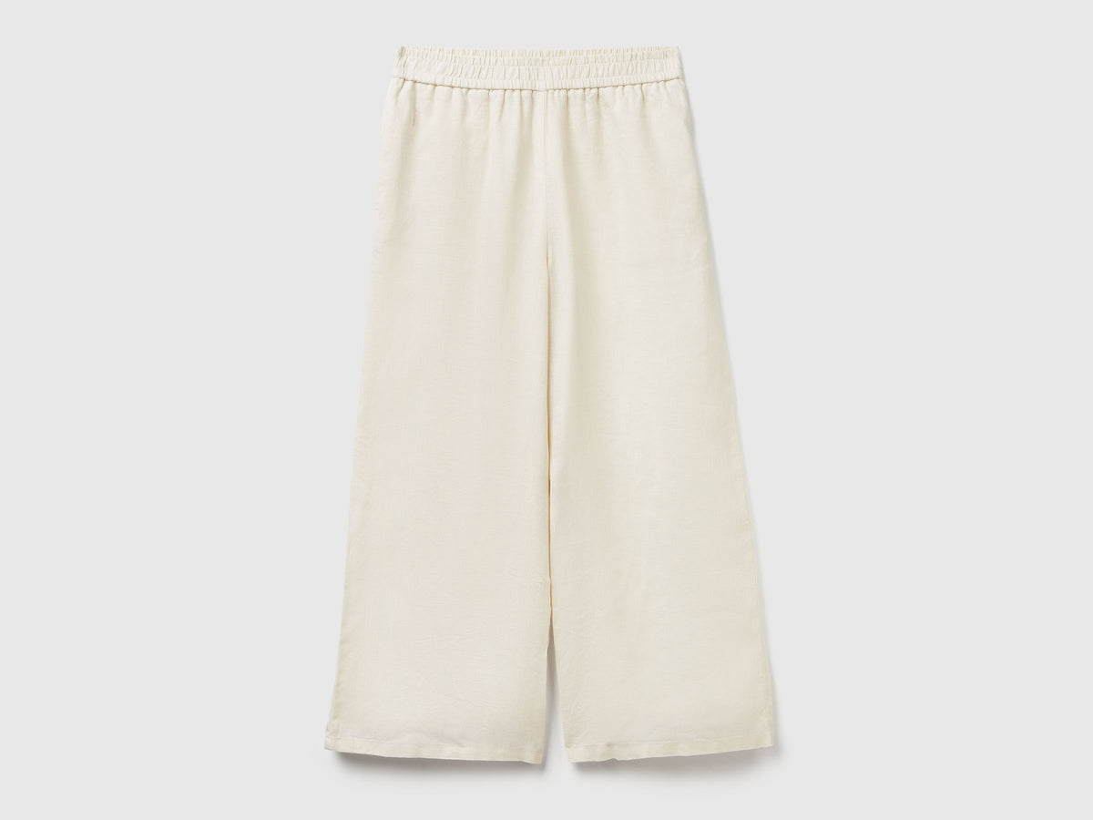 Pantaloni ampi in puro lino