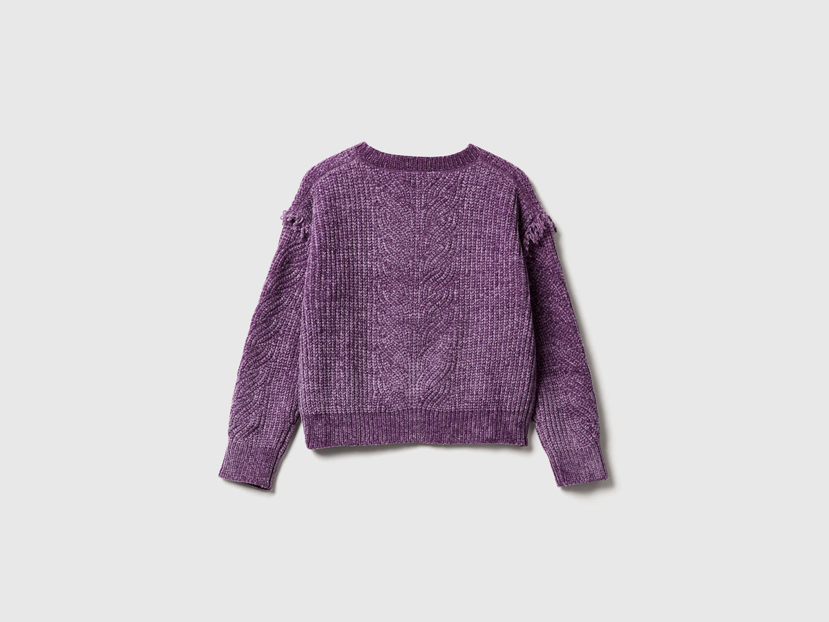 Maglione in ciniglia con frange