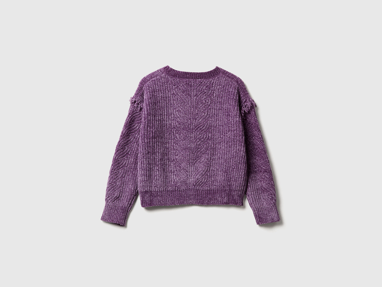 Maglione in ciniglia con frange da bambina viola 2 | Benetton Outlet