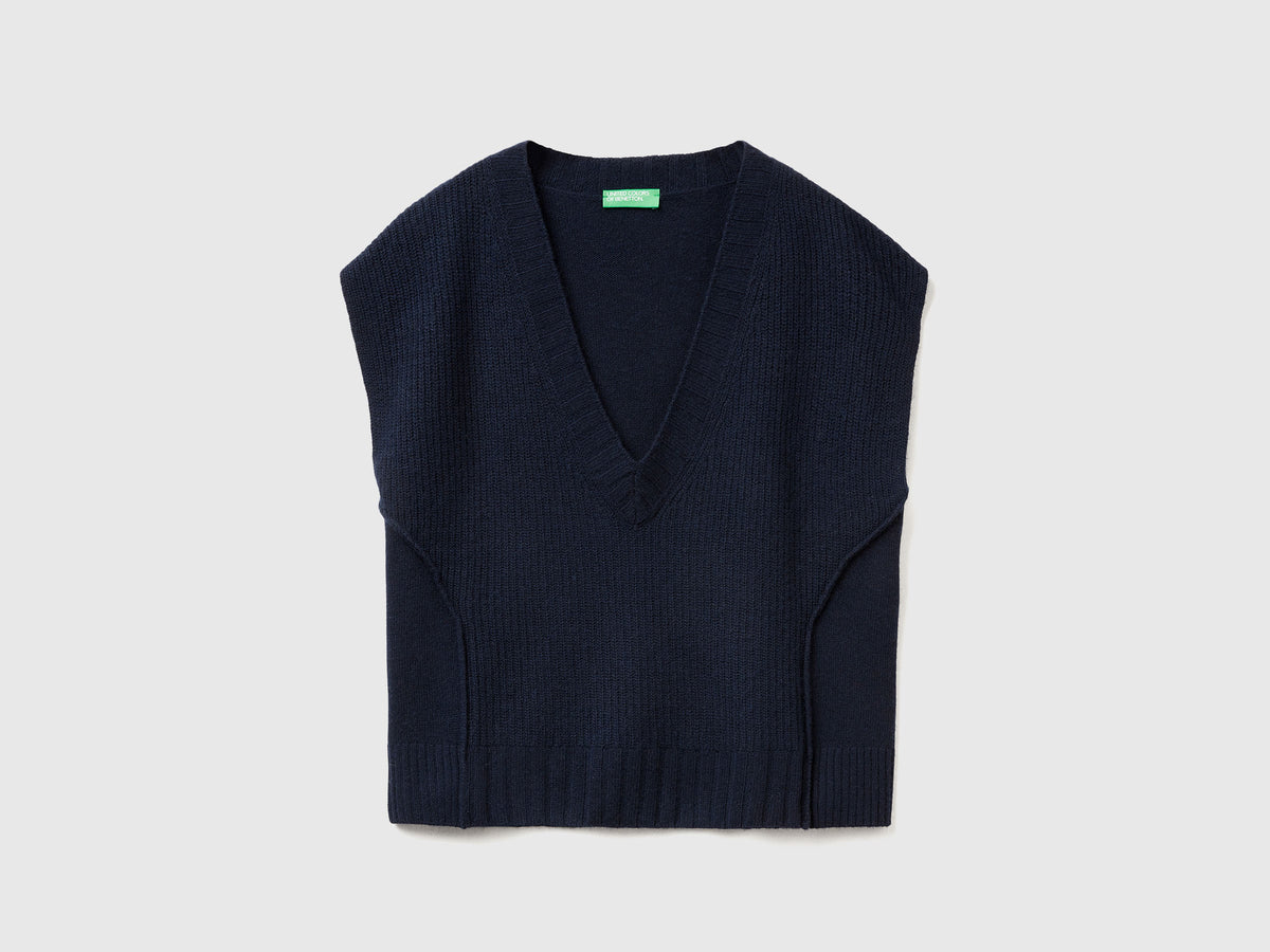 Gilet con scollo a V in misto lana