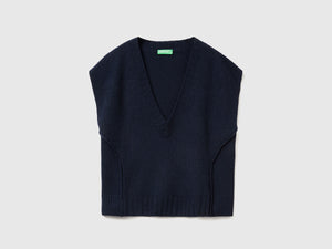 Gilet con scollo a V in misto lana