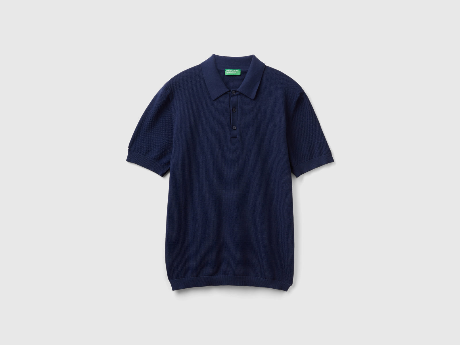 Polo in maglia a manica corta da uomo blu scuro | Benetton Outlet