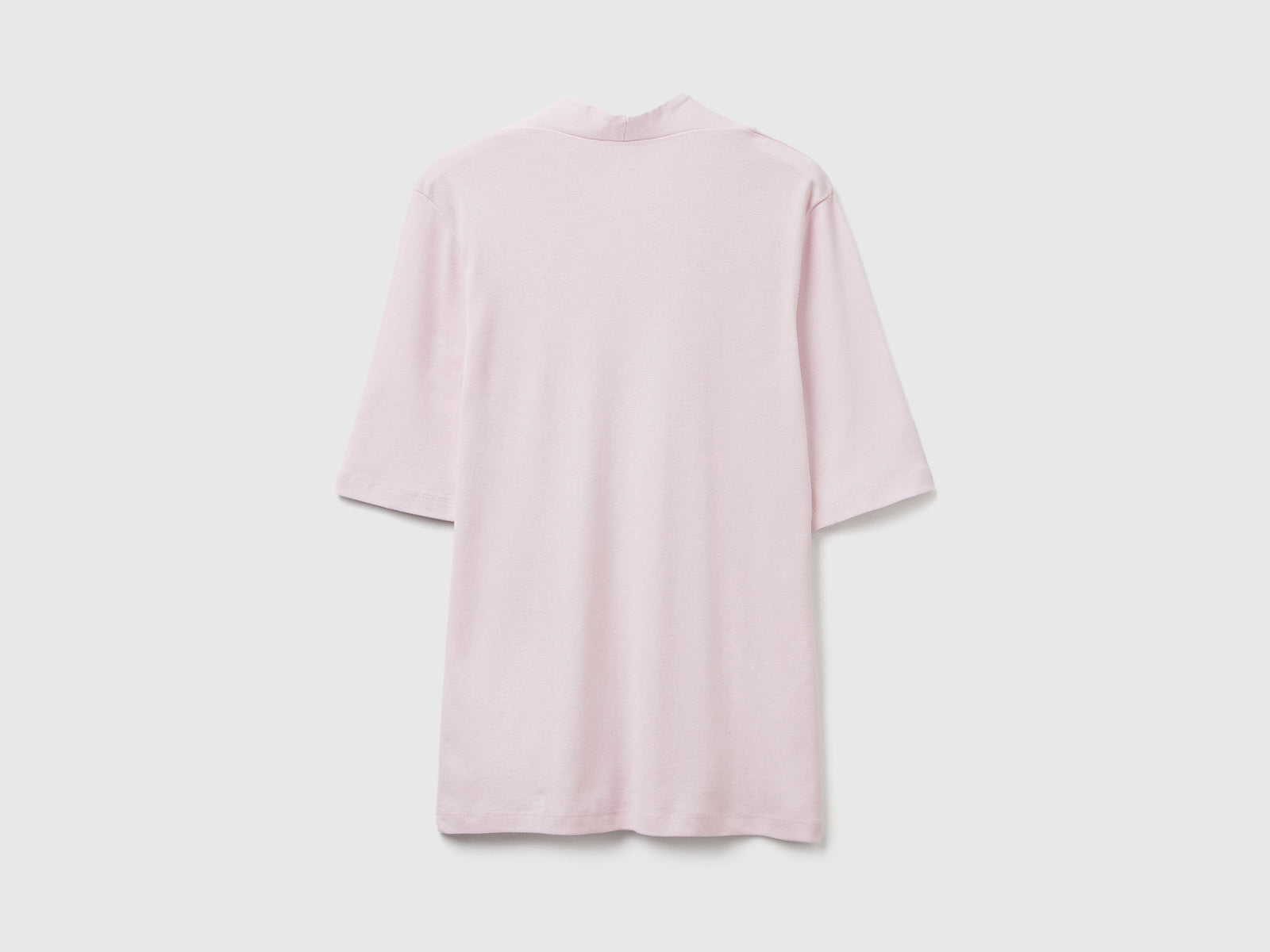 T-shirt slim fit in cotone a fibra lunga da donna rosa tenue 2 | Benetton Outlet