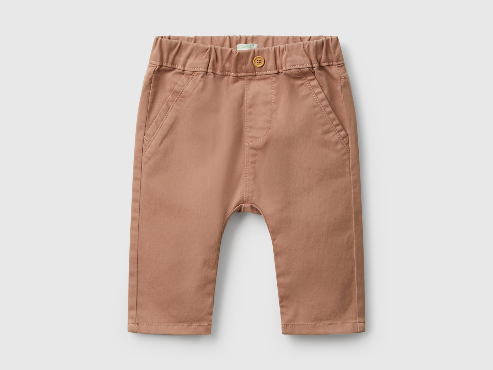 Pantaloni in misto cotone stretch da neonato cammello | Benetton Outlet