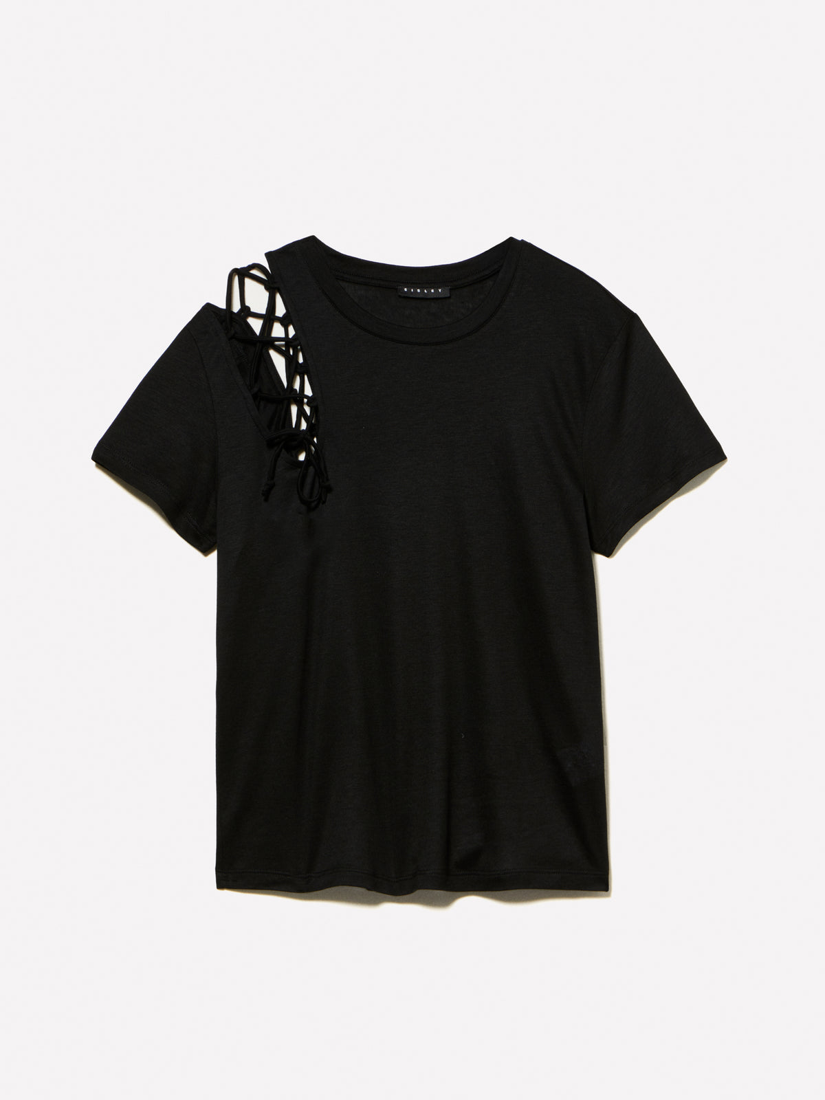 T-shirt con oblò e laccetti