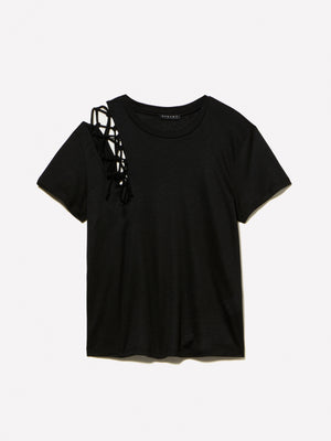 T-shirt con oblò e laccetti