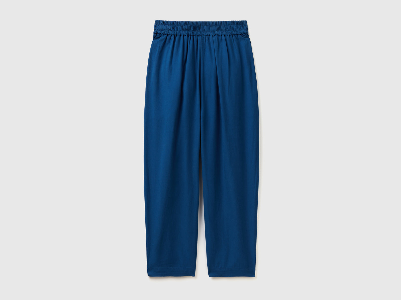 Pantaloni lunghi cropped in tessuto fluido da donna blu scuro 2 | Benetton Outlet