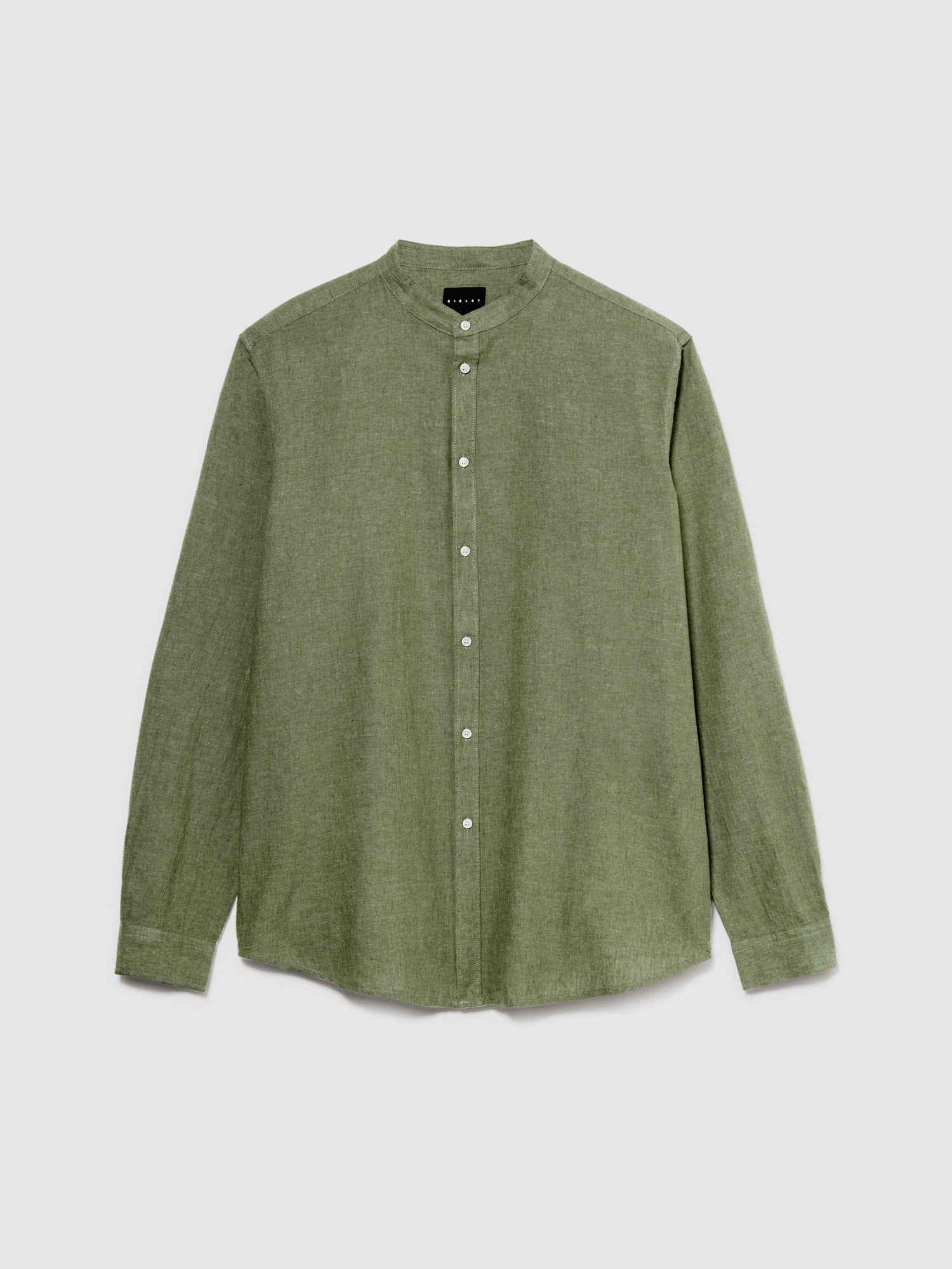 Camicia alla coreana in misto lino da uomo verde oliva | Sisley Outlet