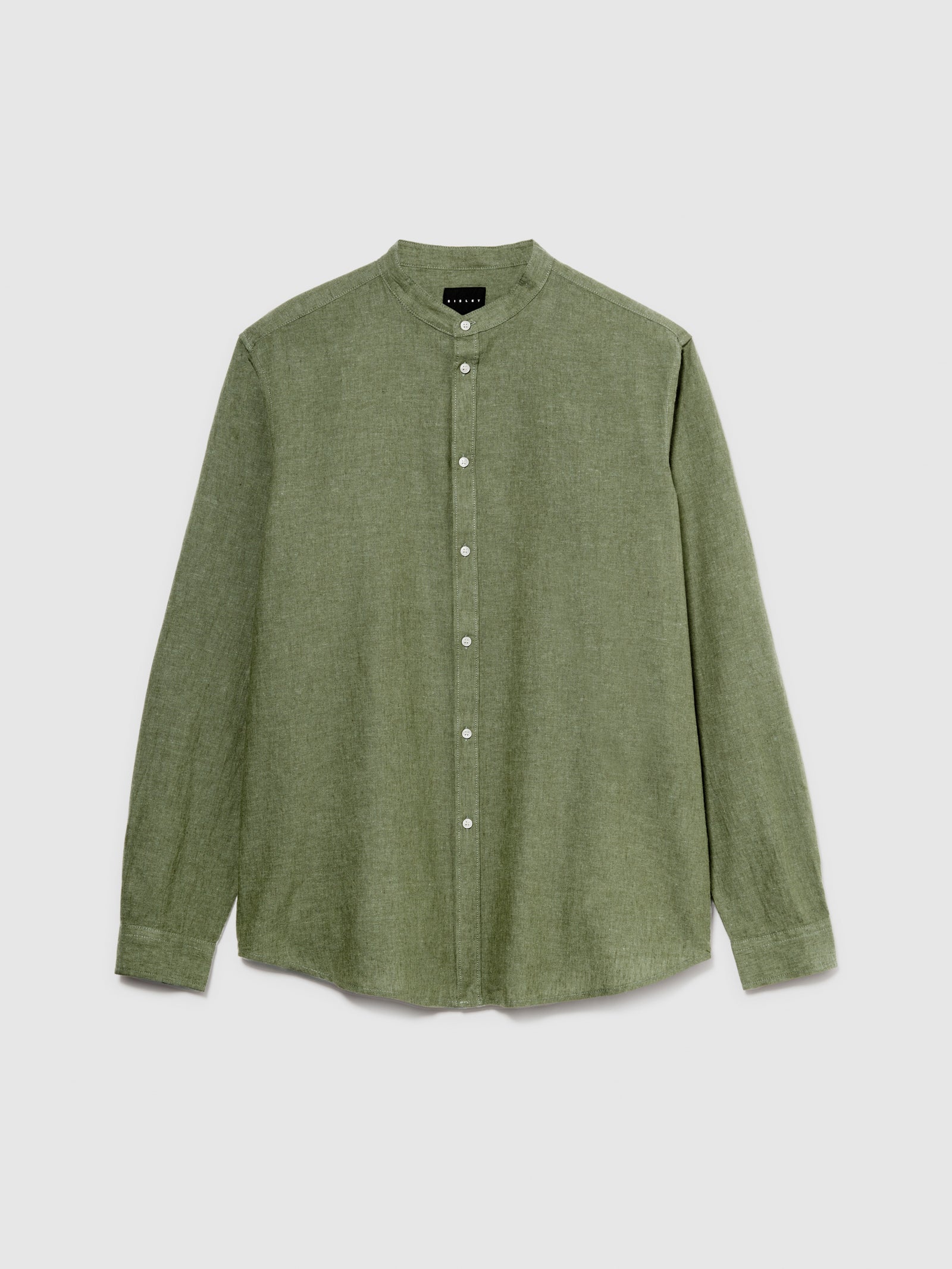 Camicia alla coreana in misto lino da uomo verde oliva | Sisley Outlet