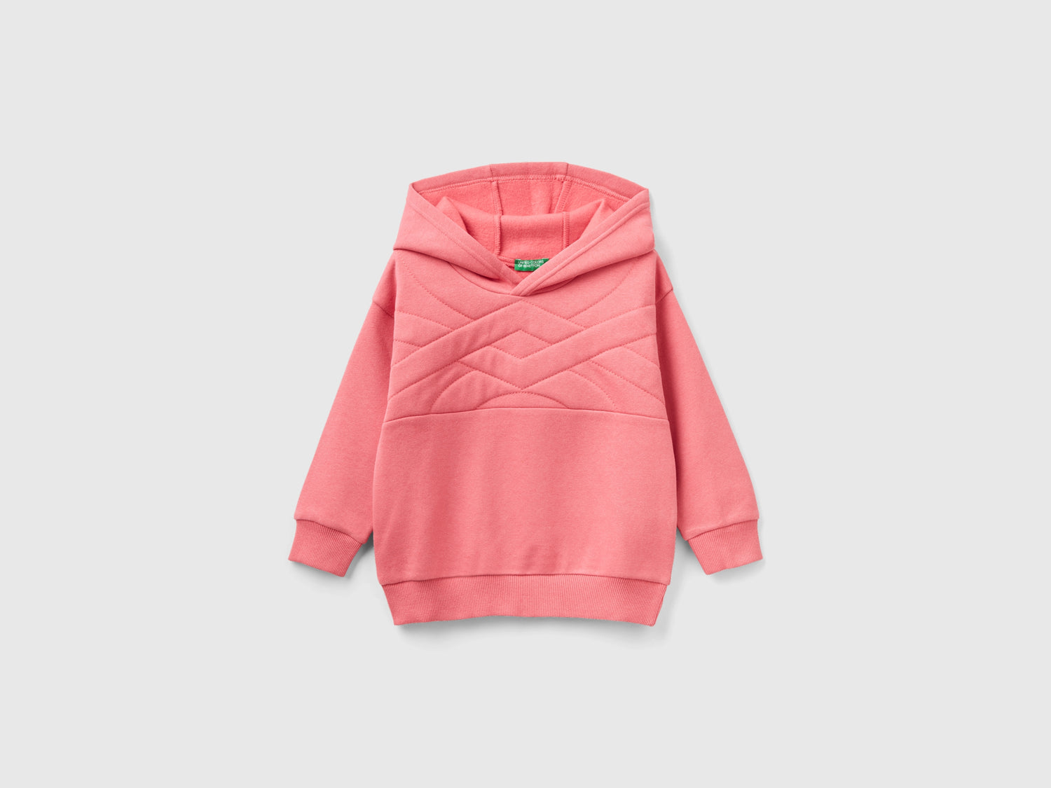 Felpa con cappuccio in tessuto riciclato da bimbo rosa | Benetton Outlet