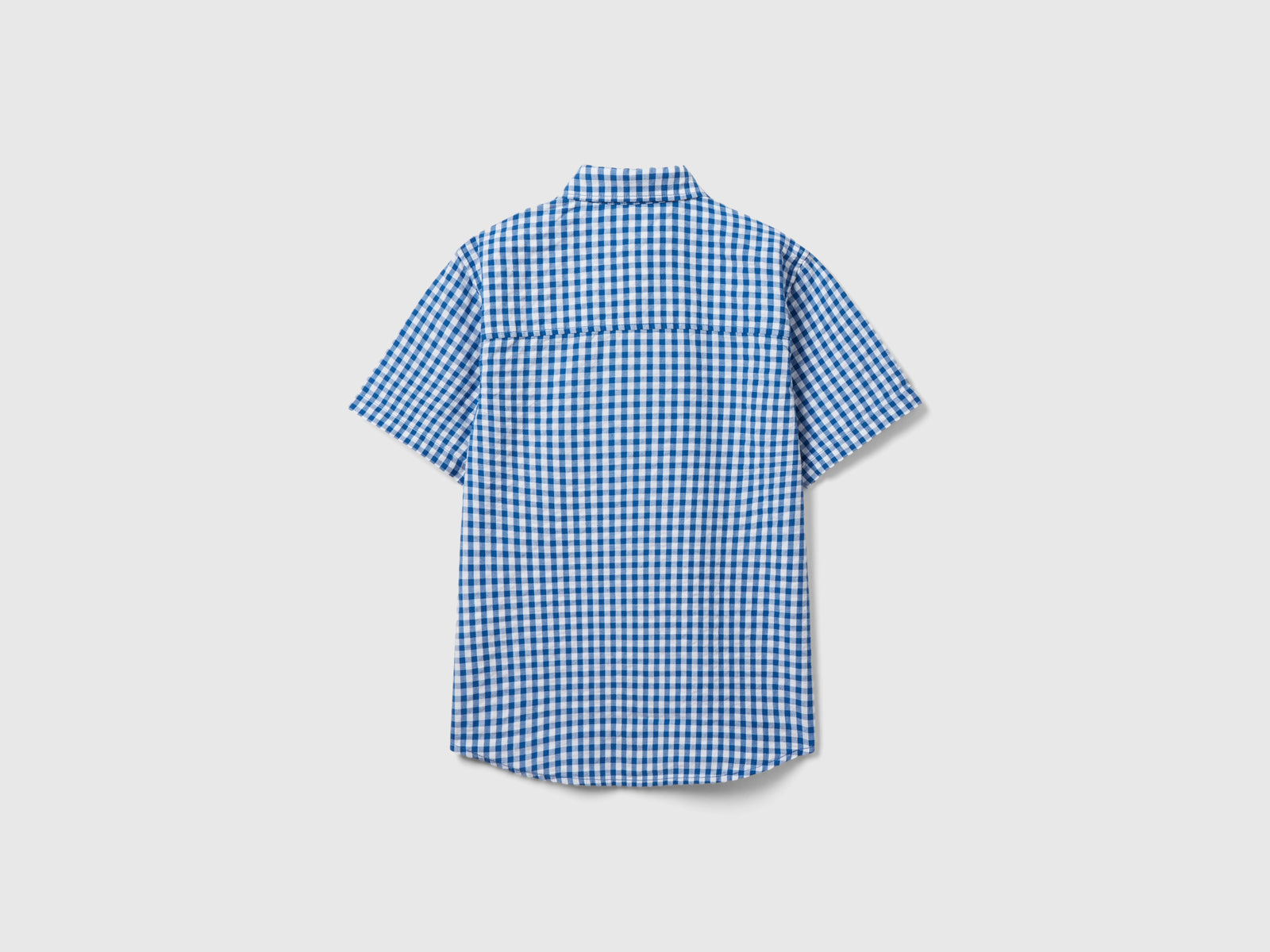 Camicia manica corta a quadretti da bambino blu 2 | Benetton Outlet