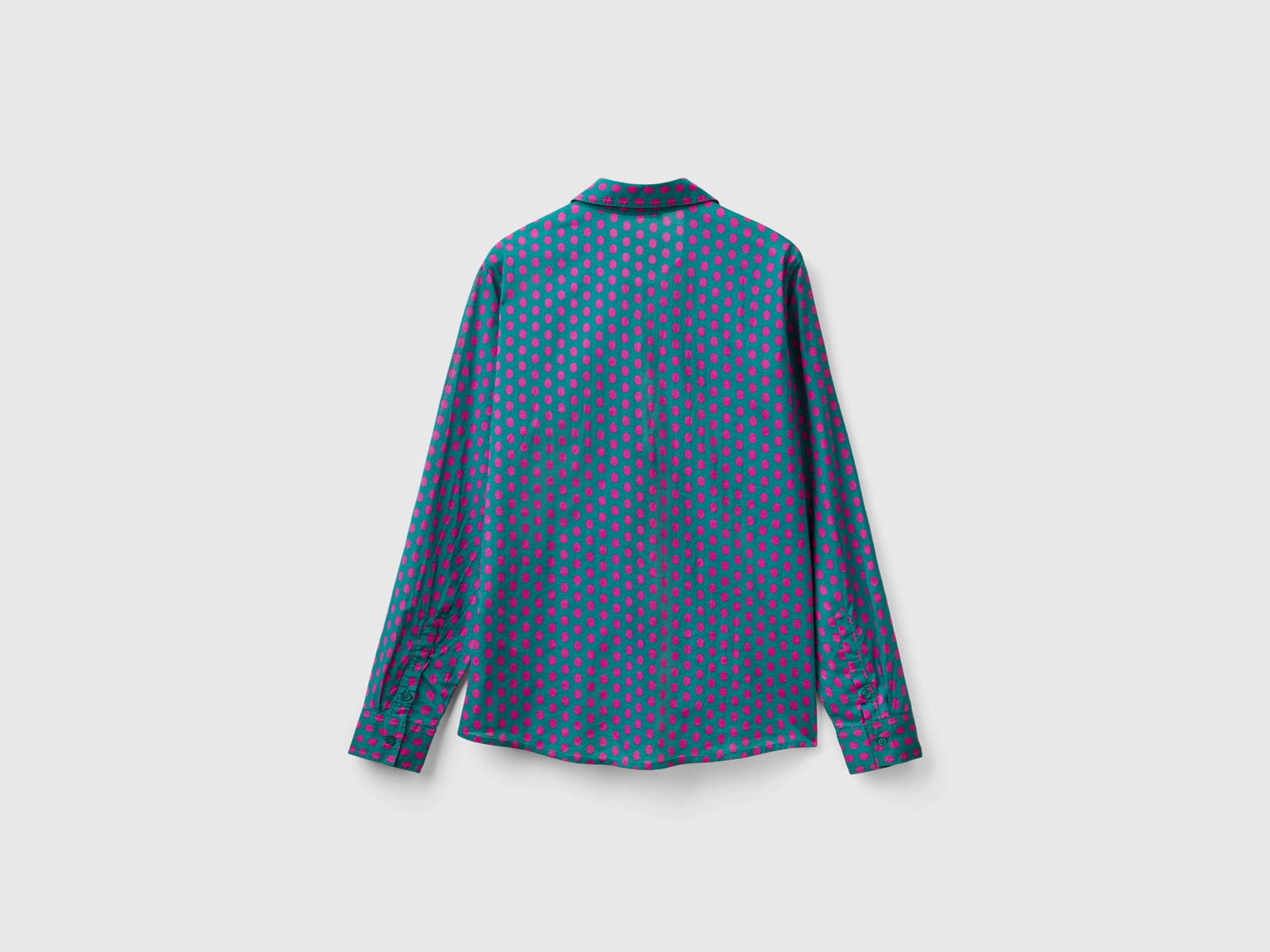 Camicia fantasia 100% cotone da donna verde scuro 2 | Benetton Outlet