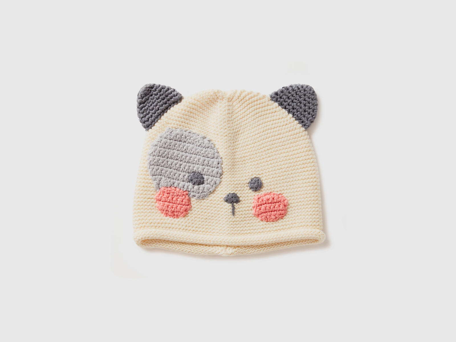Cappellino crochet con applicazioni da neonato bianco panna | Benetton Outlet