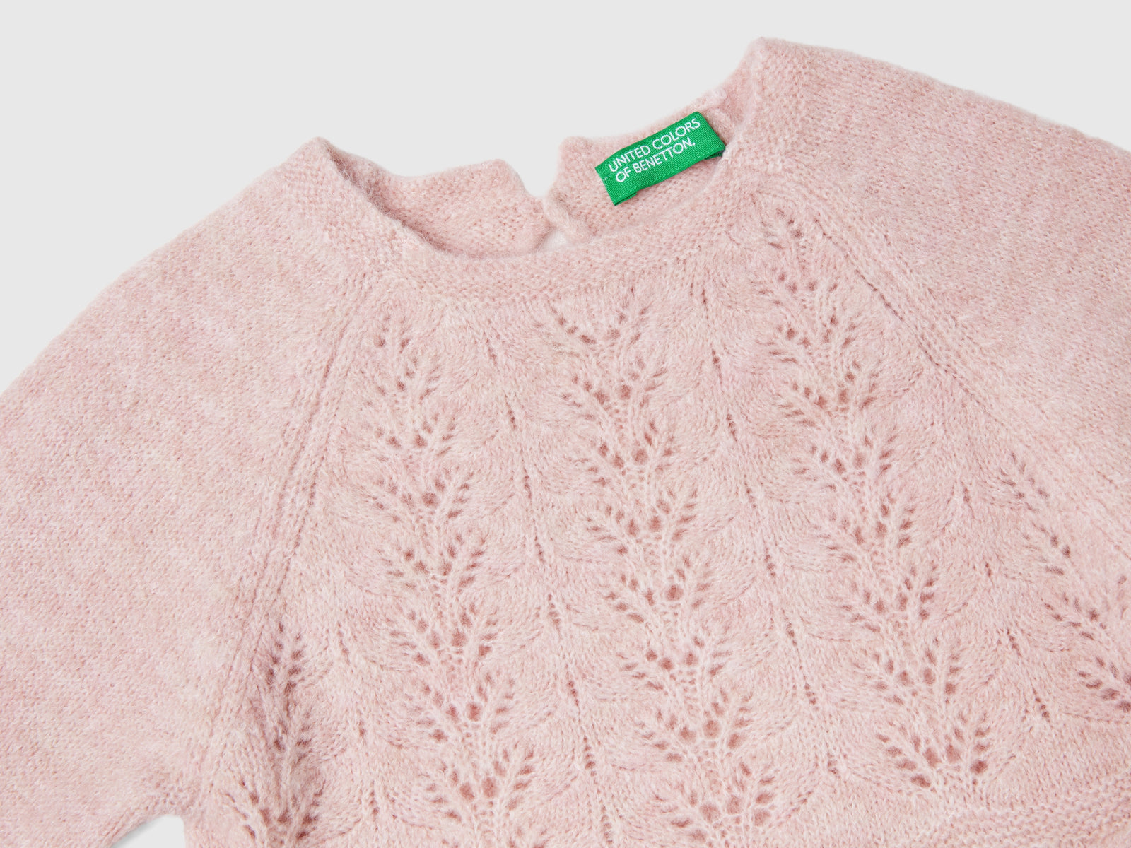 Abito in maglia con pizzo da bimba pesca 3 | Benetton Outlet